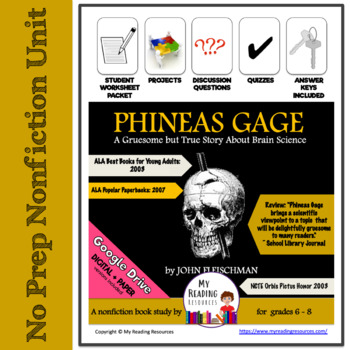 Preview of Phineas Gage Nonfiction Book Study Guide -- Includes DIGITAL file options!
