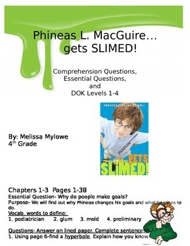 Preview of Phineas Gets Slimed Questions- Houghton Mifflin Harcourt Series