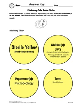 Preview of Phlebotomy Tube Review Circles Answer Key