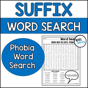 Preview of Greek & Latin Root Word Search Reading Vocabulary Review-  Suffix PHOBIA