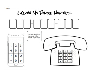 Preview of Phone Number Worksheet