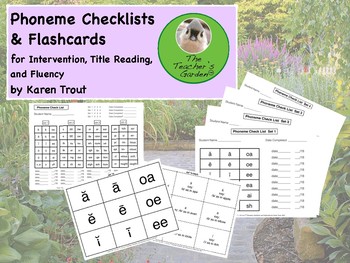 Preview of Phoneme Checklists & Flashcards for Intervention, Title Reading, and Fluency