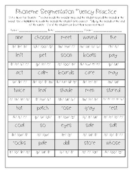 Phoneme Segmentation Fluency (PSF) Practice by abcmissp | TpT