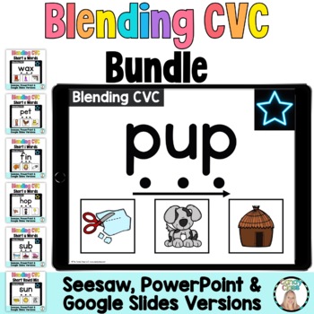 Preview of Segmenting & Blending CVC Words Science of Reading Seesaw Google Slides Activity