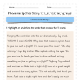 Phoneme Spotter Story ‘I’ Sounds: ‘i_e’, ‘igh’, ‘ie’, ‘y’, ‘eye’