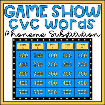 Preview of Phoneme Substitution CVC Words Game Show EDITABLE Digital Phonics Activity