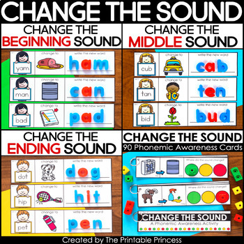 Preview of Phoneme Substitution Change the Sound BUNDLE + Google Slides
