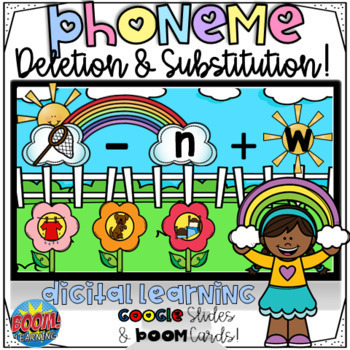 Preview of Phoneme Substitution & Deletion | Google Slides & Boom Cards| Distance Learning