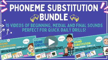 Preview of Phoneme Substitution Video BUNDLE - Beginning, Medial, Final Sounds