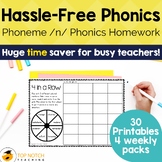 Phoneme /n/ Phonics Homework | N Sound Words Science of Re