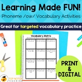 Phoneme /ow/ Vocabulary Activities | Print & Digital OU an