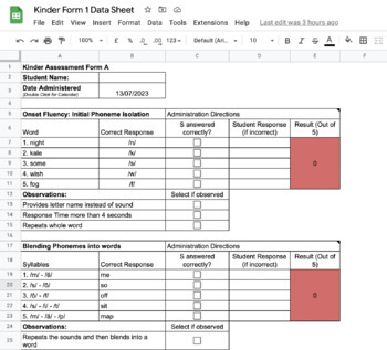 Preview of Phonemic Awareness AUTOMATED assessment - Kinder Form 1 (Based on Heggerty)