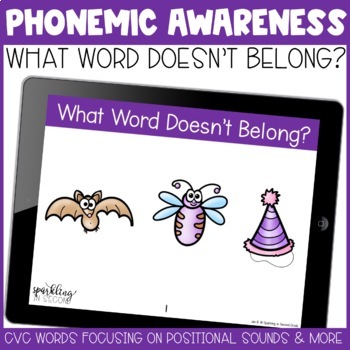 Preview of Phonemic Awareness Activities - CVC Words What Word Doesn't Belong?