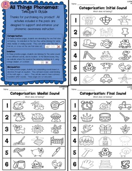 Phonemic Awareness Activity Pack by Learning2Love | TpT