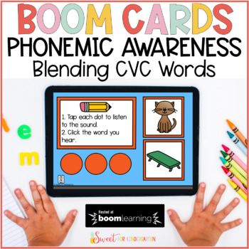 Preview of Phonemic Awareness Boom Cards™ | Blending CVC Words | Oral Blending Digital Game