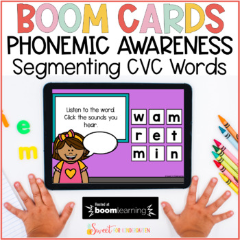 Preview of Phonemic Awareness Boom Cards™ | Segmenting CVC Words