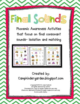 Preview of Phonemic Awareness - Final Consonant Sounds Matching and Isolation Pack