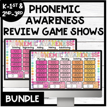 Preview of Phonemic Awareness Game Shows | K-1st & 2nd-3rd | Science of Reading | BUNDLE