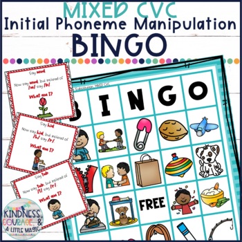 Phonemic Awareness Games | Initial Phoneme Manipulation Bingo | MIXED CVC