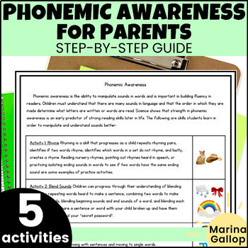 Preview of Science of Reading Parent Guide Handout - At Home Phonemic Awareness Activities