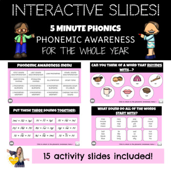 Preview of Phonemic Awareness Interactive Slides | Phonemic Awareness Lessons