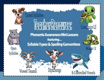 Preview of Phonemic Awareness Mini Lessons featuring Syllable Types & Spelling Conventions