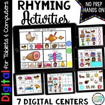 Preview of Phonemic Awareness Rhyming Word Activity Kindergarten Google Slides Center