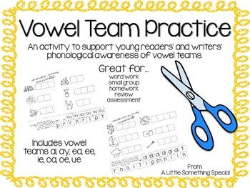 Preview of Phonemic Awareness- Vowel Team Cut and Paste!