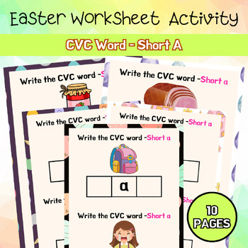 Preview of Phonic CVC Short A Easter Worksheet PreK - 2nd Easter Activity Printable