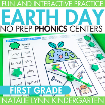 Preview of Earth Day No Prep Phonics Science of Reading 1st Grade Literacy Centers