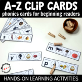Phonics Activity Cards for Beginning Readers - A to Z clip cards