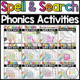 Phonics Word Search - CVC words, Digraphs, Glued Sounds, S