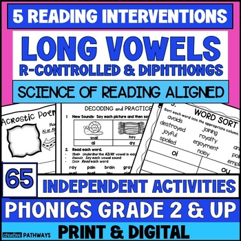 Preview of Long Vowel Phonics Activities-A Reading Intervention with Phonics Worksheets