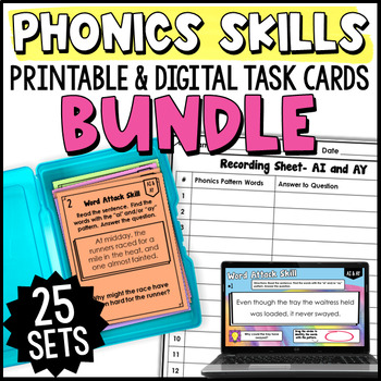 Preview of Phonics Activities for Older Students - Task Cards & Digital - BUNDLE