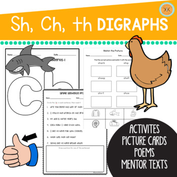 Preview of Phonics Activities: sh, ch, th digraphs bundle