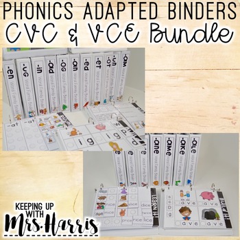 Preview of Phonics Adapted Binders BUNDLE - CVC and VCE