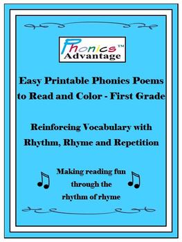 Preview of Phonics Advantage Easy Printable Phonics Poems to Read & Color/Grade 1