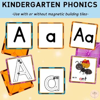Preview of Phonics Alphabet Flashcards, Kindergarten Activity Cards, Toddler ABC Matching