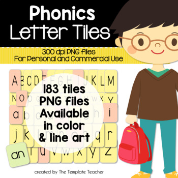 Preview of Phonics Alphabet and More Letter Tiles Clip Art Personal and Commercial License