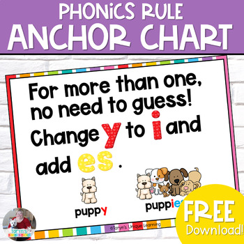 Preview of SINGULAR AND PLURAL NOUNS | Phonics Anchor Charts | Change Y to IES