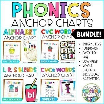 Preview of Phonics Anchor Charts Bundle | Interactive Lessons