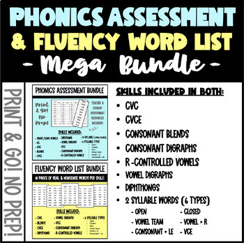 Preview of Phonics Assessment and Fluency Decodable Practice MEGA BUNDLE!
