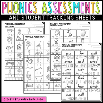 Preview of Phonics Assessments and Student Tracker