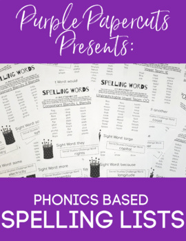 Preview of Phonics Based Spelling List