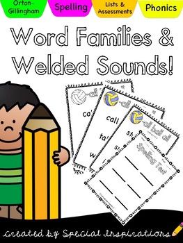 Preview of Phonics Based Spelling Tests for Word Families/Welded Sounds (Orton-Gillingham)