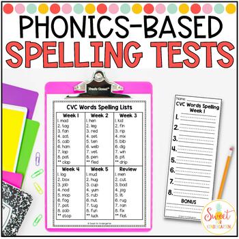 Preview of Phonics Based Weekly Spelling Lists and Tests Editable Template