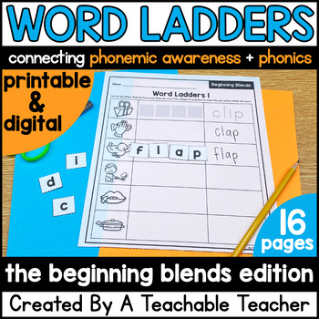 Preview of Phonics Beginning Blend Words Word Ladders and Word Chains