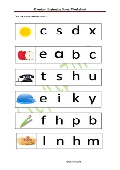 phonics beginning sound worksheet sample by stepupzone tpt