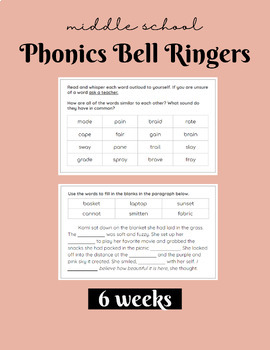 Preview of Phonics Bell Ringers (for older struggling readers) **6 weeks + bonus SEL**