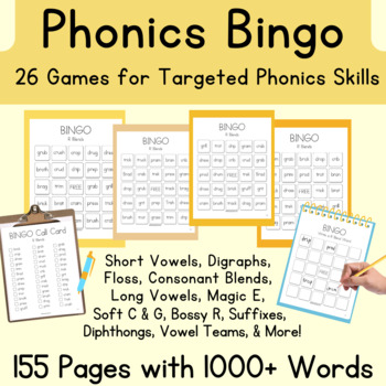 Preview of Phonics BINGO Games: 26 No-PREP Games with 1000+ Words (OG/SOR aligned)